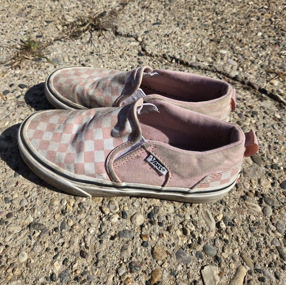 Vans Pink Checkered Slip-On Sneakers